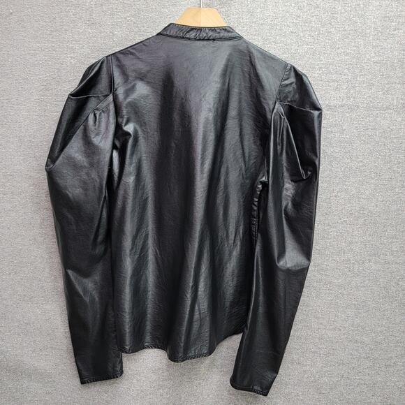 KARLIE FAUX LEATHER PUFF SLEEVES BLACK TOP, SIZE M - Picture 4 of 9